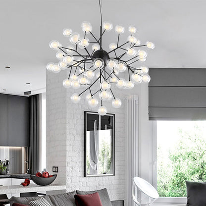 Simplicity LED Chandelier Bubble Pendant Light with Dual Glass Shade for Living Room