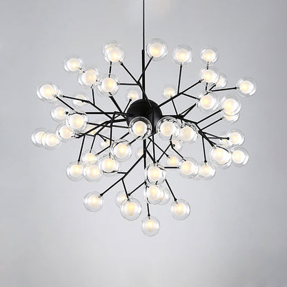 Simplicity LED Chandelier Bubble Pendant Light with Dual Glass Shade for Living Room