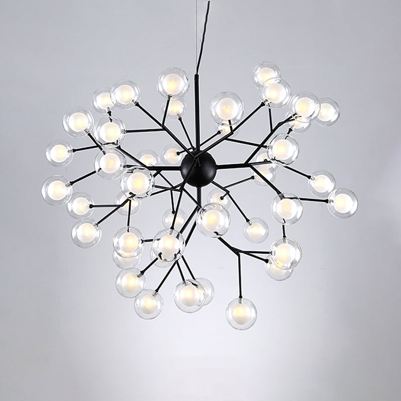 Simplicity LED Chandelier Bubble Pendant Light with Dual Glass Shade for Living Room
