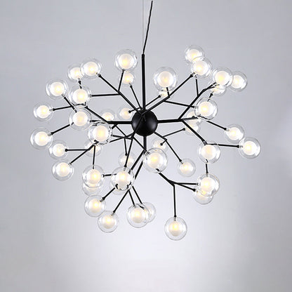 Simplicity LED Chandelier Bubble Pendant Light with Dual Glass Shade for Living Room
