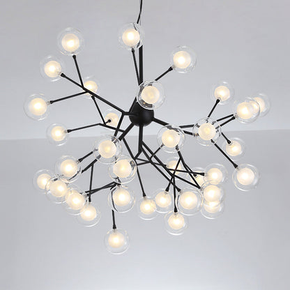 Simplicity LED Chandelier Bubble Pendant Light with Dual Glass Shade for Living Room