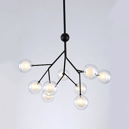 Simplicity LED Chandelier Bubble Pendant Light with Dual Glass Shade for Living Room
