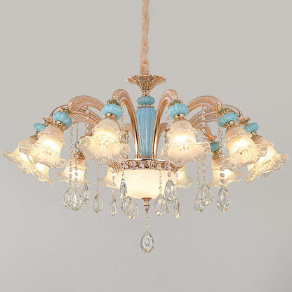 Nordic Flower Ceiling Lamp, Frosted Glass Gold Chandelier for Living Room