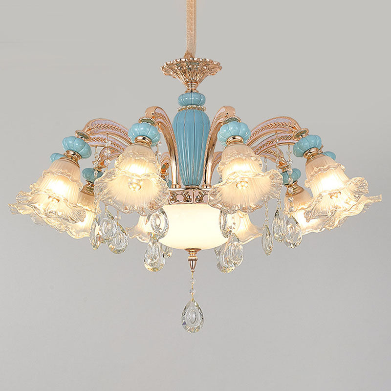 Nordic Flower Ceiling Lamp, Frosted Glass Gold Chandelier for Living Room