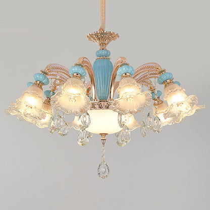 Nordic Flower Ceiling Lamp, Frosted Glass Gold Chandelier for Living Room