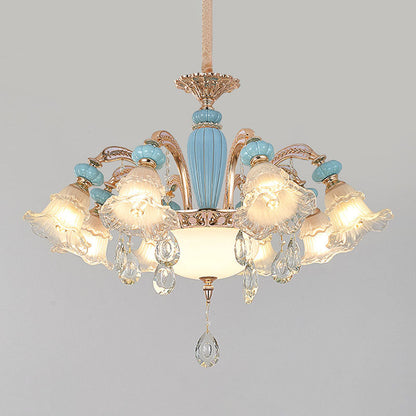 Nordic Flower Ceiling Lamp, Frosted Glass Gold Chandelier for Living Room
