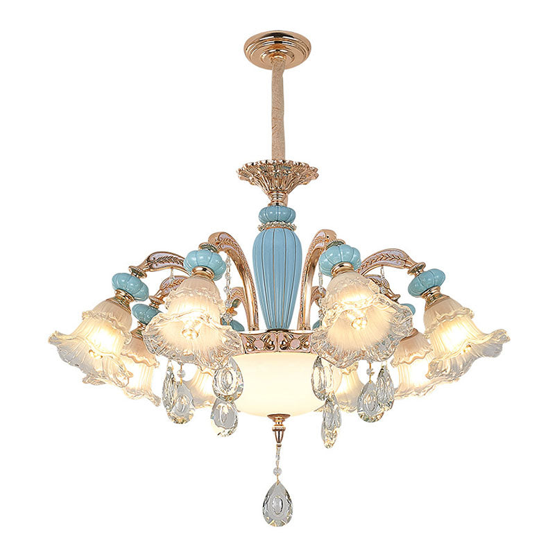 Nordic Flower Ceiling Lamp, Frosted Glass Gold Chandelier for Living Room