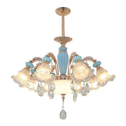 Nordic Flower Ceiling Lamp, Frosted Glass Gold Chandelier for Living Room