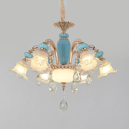 Nordic Flower Ceiling Lamp, Frosted Glass Gold Chandelier for Living Room