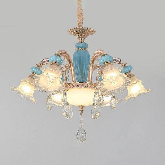 Nordic Flower Ceiling Lamp, Frosted Glass Gold Chandelier for Living Room