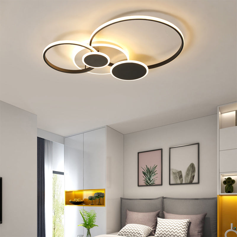 DecorBites™ DecorBites™ Modernism LED Semi Flush Ceiling Light with Metallic Rings in Black (Customizable in 7 days)