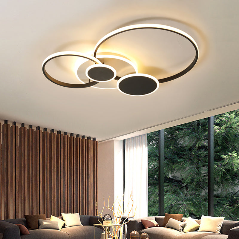 DecorBites™ DecorBites™ Modernism LED Semi Flush Ceiling Light with Metallic Rings in Black (Customizable in 7 days)