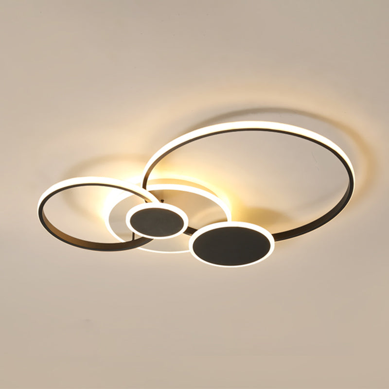 DecorBites™ DecorBites™ Modernism LED Semi Flush Ceiling Light with Metallic Rings in Black (Customizable in 7 days)