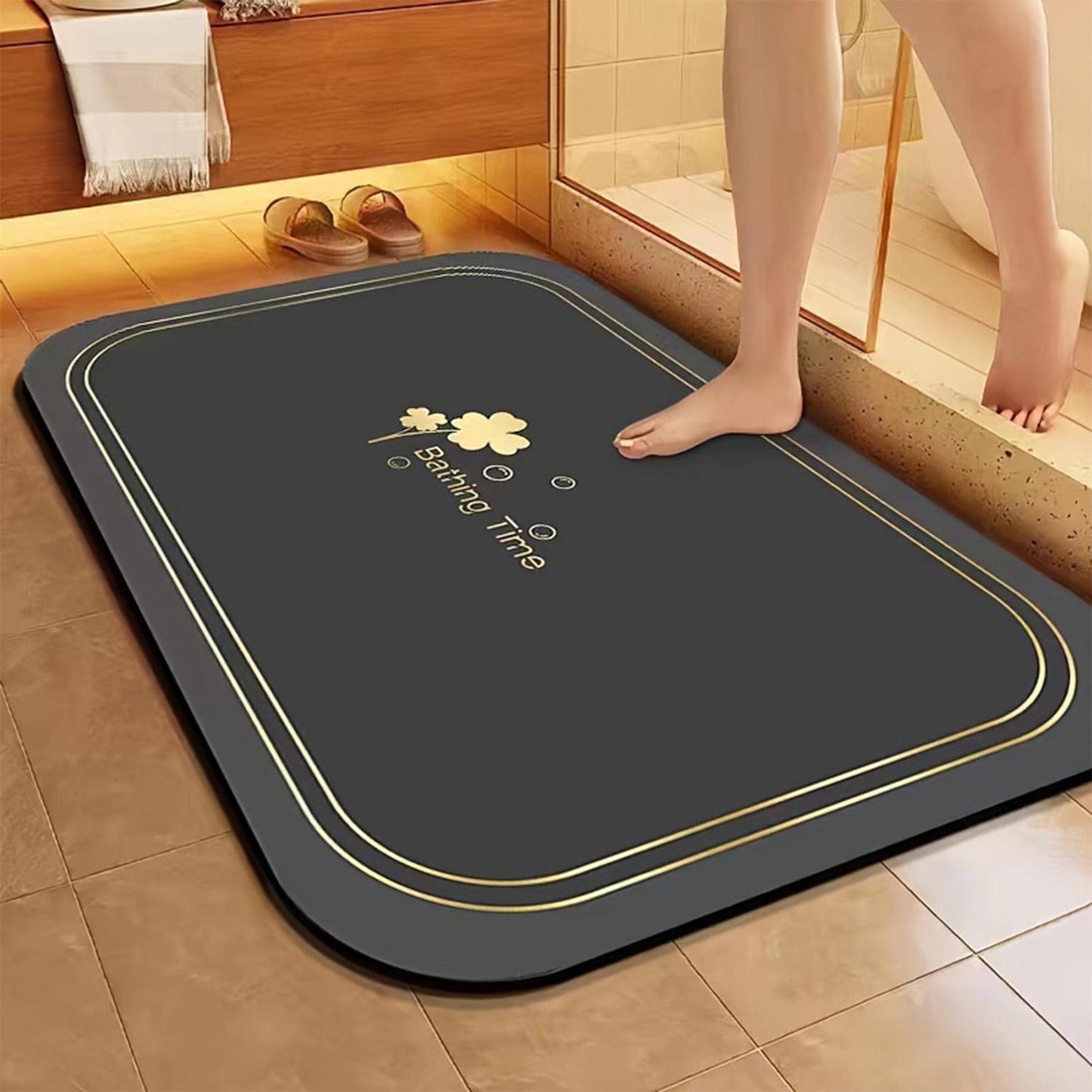 Combination Set Of Quick-drying, Non-slip Diatomaceous Earth Bathroom Mats, Suitable For Bathrooms And Showers, Super Absorbent And Soft Rugs, Suitable For Both Indoor And Outdoor Use.