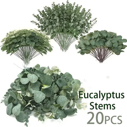 20PCS Silk Eucalyptus Leaf Picks