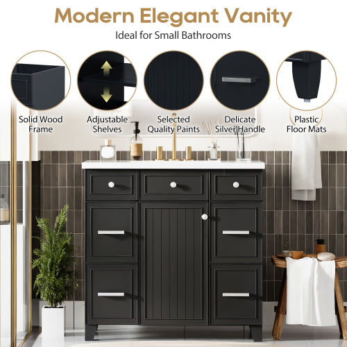 Black Shaker Vanity Cabinet