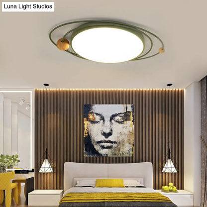 DecorBites™ 21"/26"/31" Dia Round Flush Mount Light – Nordic Metal Gray/White/Green LED Ceiling Light for Bedroom in Warm/White/Neutral