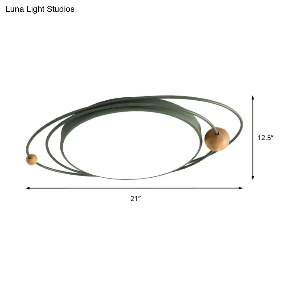 DecorBites™ 21"/26"/31" Dia Round Flush Mount Light – Nordic Metal Gray/White/Green LED Ceiling Light for Bedroom in Warm/White/Neutral