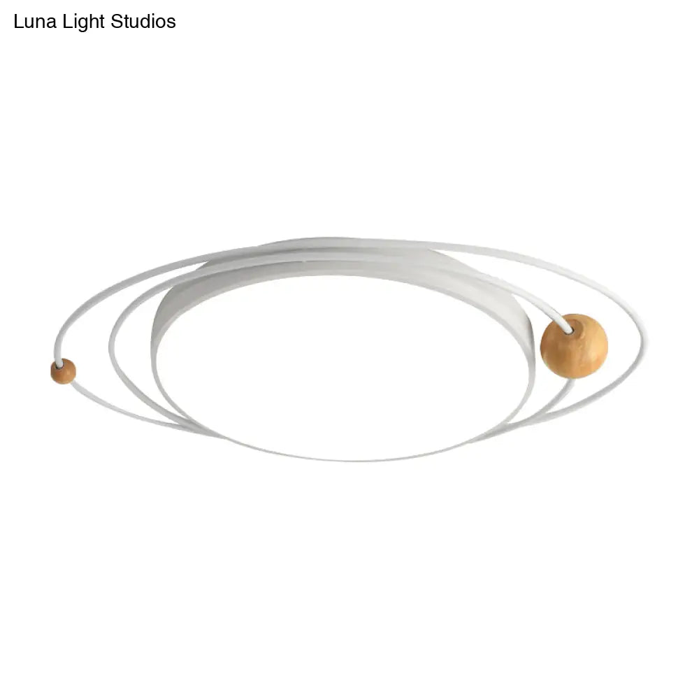 DecorBites™ 21"/26"/31" Dia Round Flush Mount Light – Nordic Metal Gray/White/Green LED Ceiling Light for Bedroom in Warm/White/Neutral