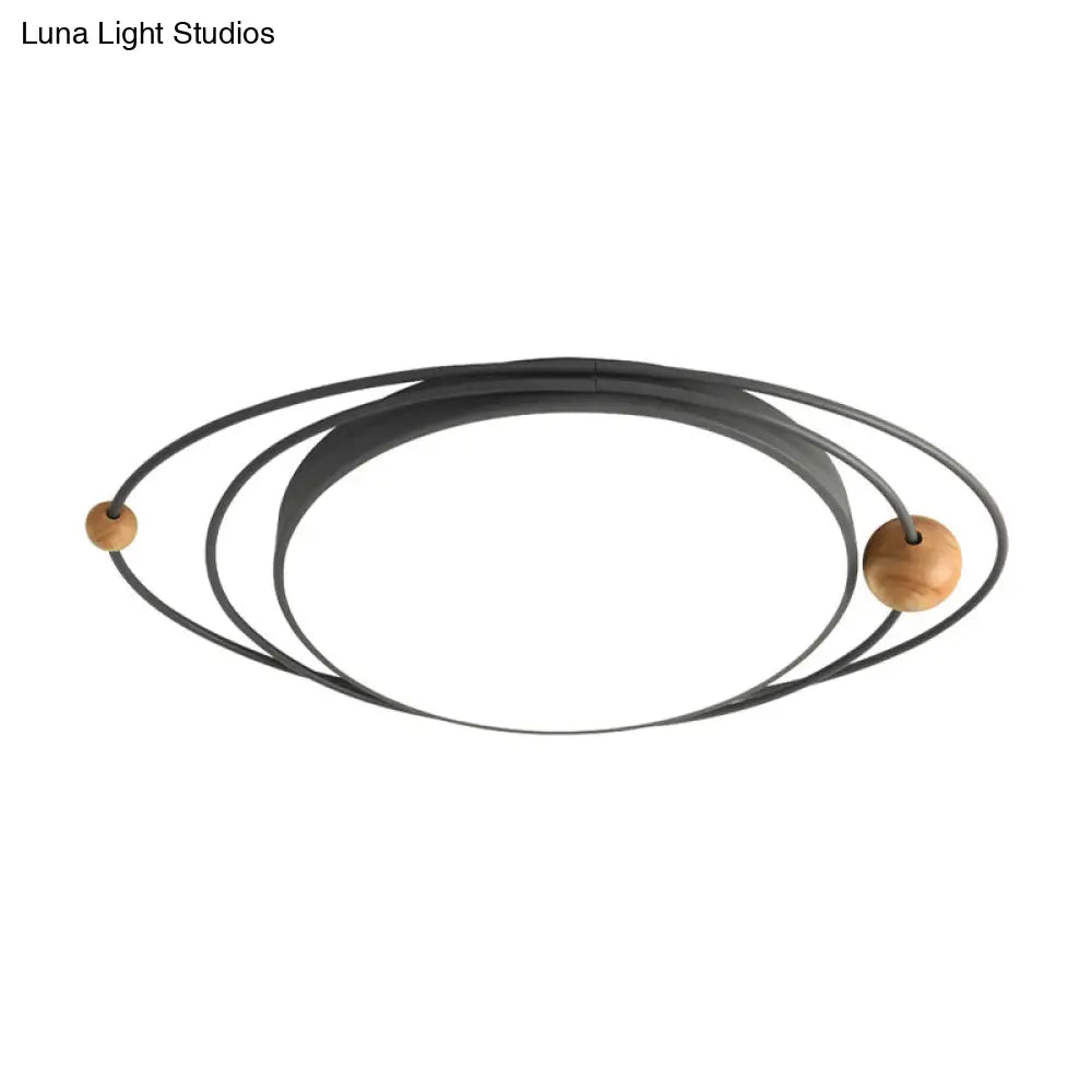 DecorBites™ 21"/26"/31" Dia Round Flush Mount Light – Nordic Metal Gray/White/Green LED Ceiling Light for Bedroom in Warm/White/Neutral