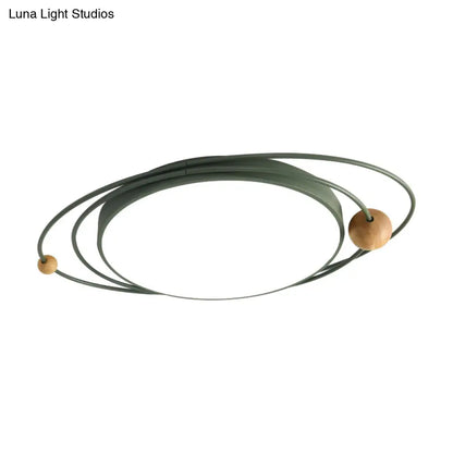 DecorBites™ 21"/26"/31" Dia Round Flush Mount Light – Nordic Metal Gray/White/Green LED Ceiling Light for Bedroom in Warm/White/Neutral