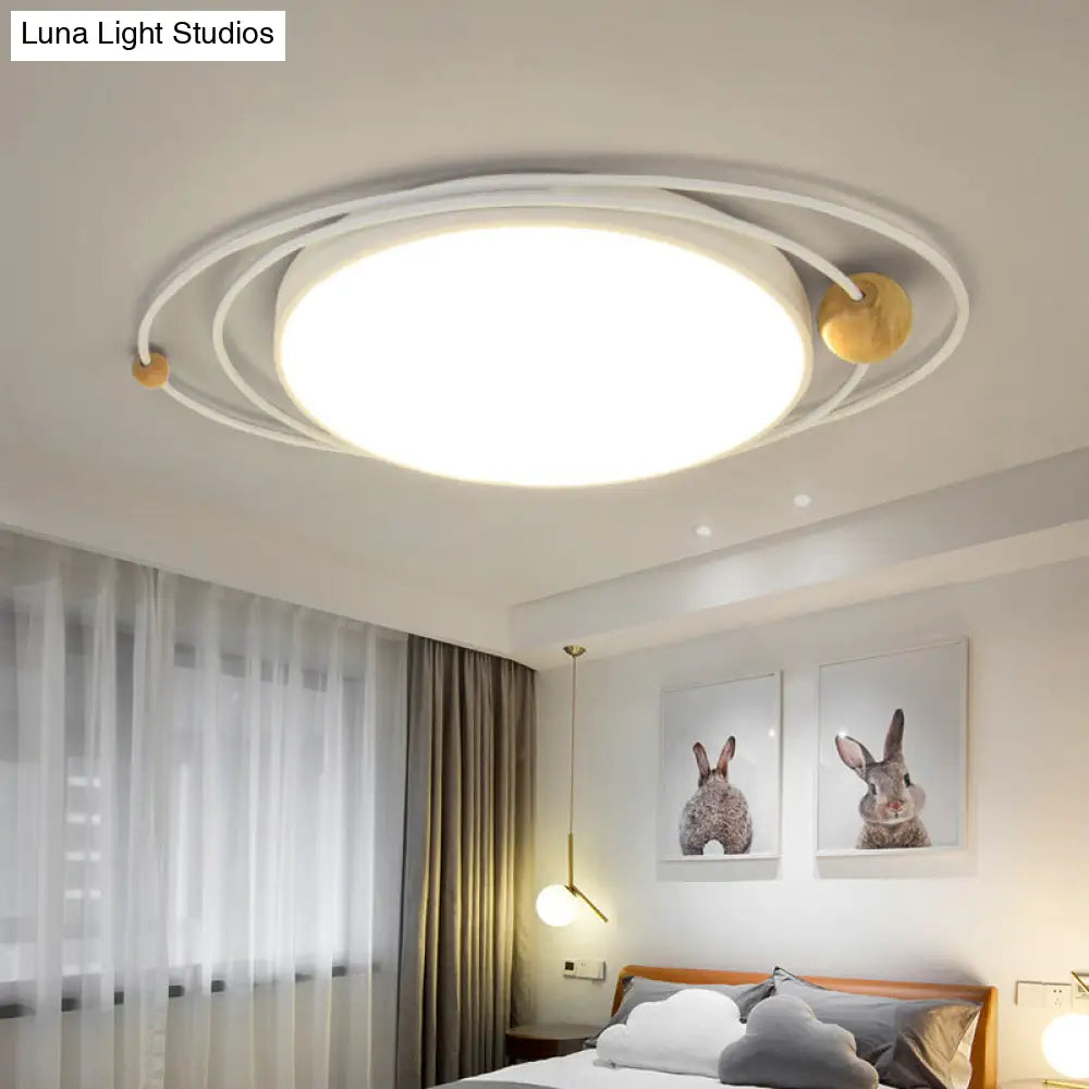 DecorBites™ 21"/26"/31" Dia Round Flush Mount Light – Nordic Metal Gray/White/Green LED Ceiling Light for Bedroom in Warm/White/Neutral