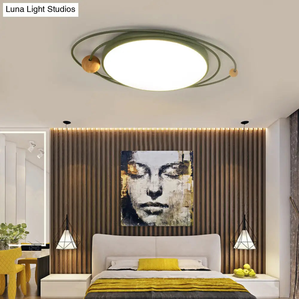 DecorBites™ 21"/26"/31" Dia Round Flush Mount Light – Nordic Metal Gray/White/Green LED Ceiling Light for Bedroom in Warm/White/Neutral