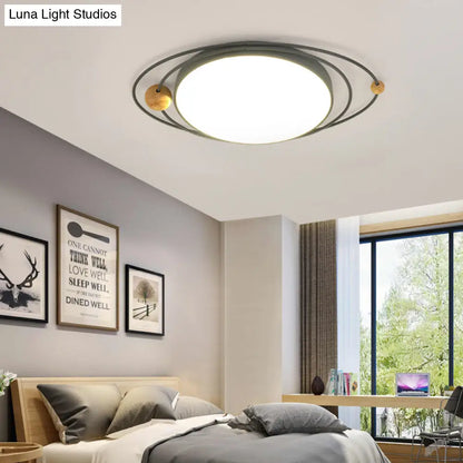 DecorBites™ 21"/26"/31" Dia Round Flush Mount Light – Nordic Metal Gray/White/Green LED Ceiling Light for Bedroom in Warm/White/Neutral