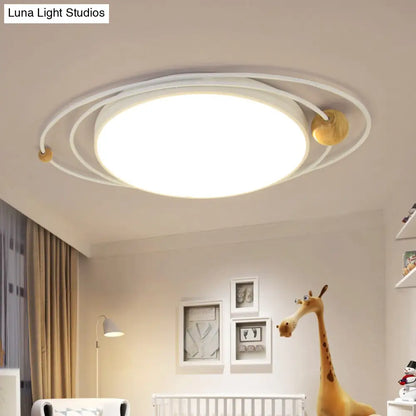 DecorBites™ 21"/26"/31" Dia Round Flush Mount Light – Nordic Metal Gray/White/Green LED Ceiling Light for Bedroom in Warm/White/Neutral