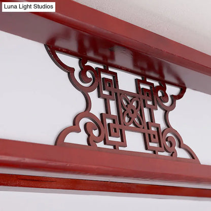 DecorBites™ DecorBites™ 21.5"/39" LED Rectangle Flush Mount Traditional Dark Red Wood Light Fixture for Living Room