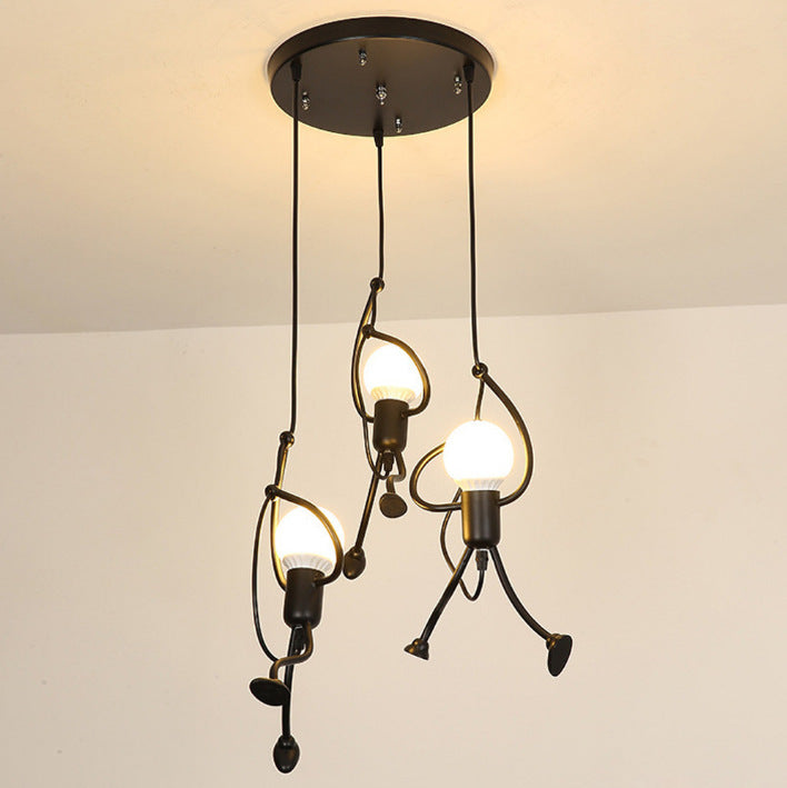 Black Iron Chandelier Round Three-Head Design
