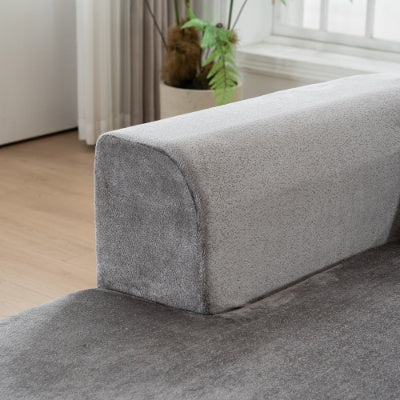 Sofá Seccional Modular con Chaise en Forma de L, Sofá Seccional Moderno con Función de Cama y Asiento Profundo, Sofás de Compresión de Esponja Sin Ensamblaje Requerido - Tela Gris de Corduroy