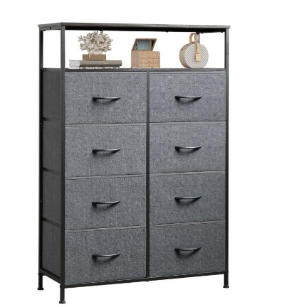 8-Drawer Fabric Dresser With Open Shelf, 45.9-inch Tall Storage Cabinet For Bedroom Closet Organization