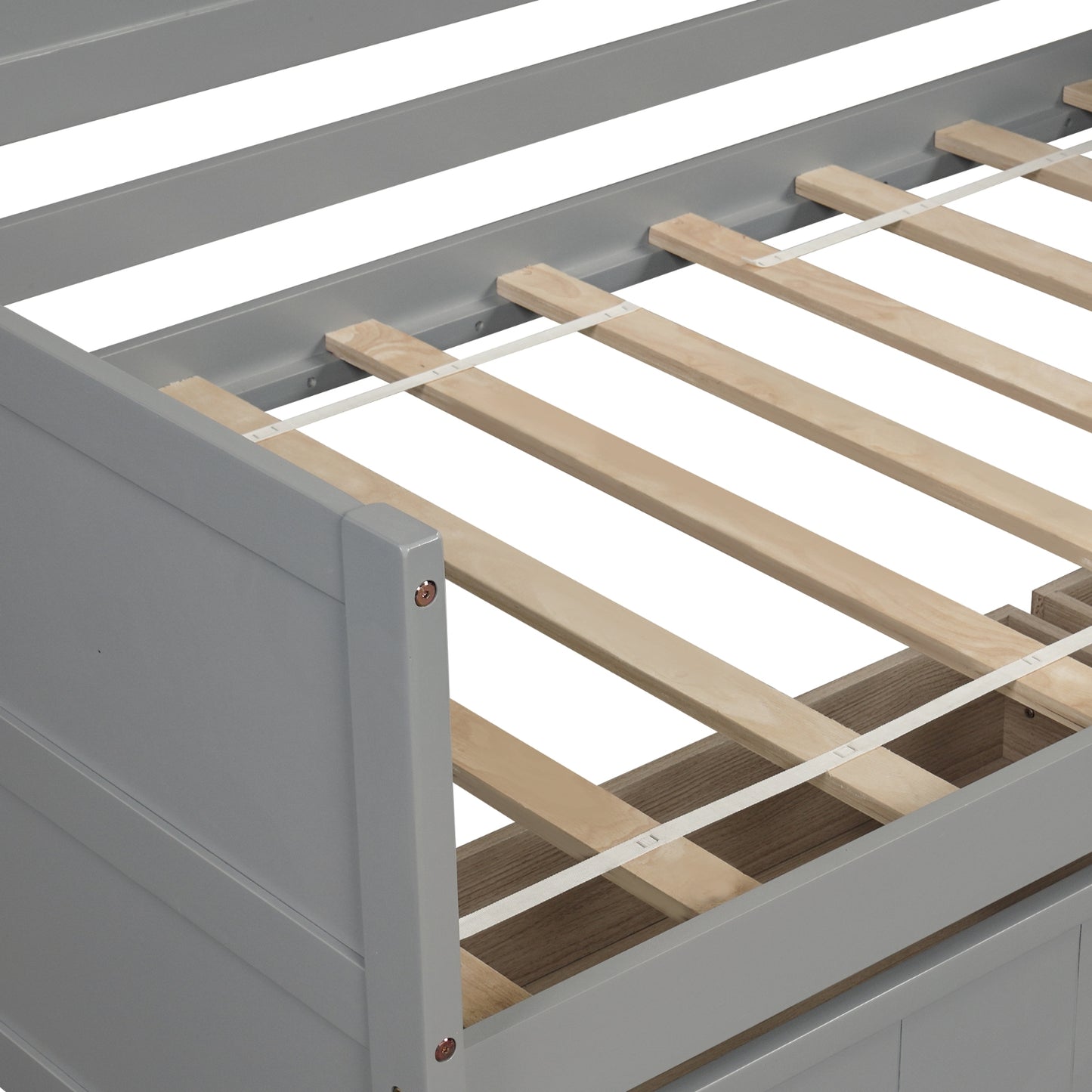 Twin Wooden Daybed With 2 Drawers, Sofa Bed, No Box Spring Needed - Gray