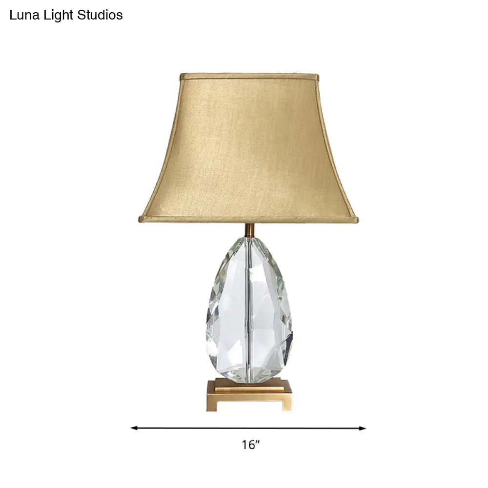 Lámpara de mesilla de cristal transparente de 22"/26" en color beige con pantalla de tela - Diseño campestre