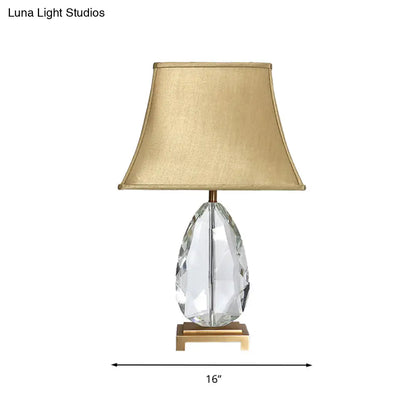 Lámpara de mesilla de cristal transparente de 22"/26" en color beige con pantalla de tela - Diseño campestre