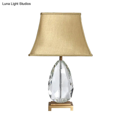 Lámpara de mesilla de cristal transparente de 22"/26" en color beige con pantalla de tela - Diseño campestre