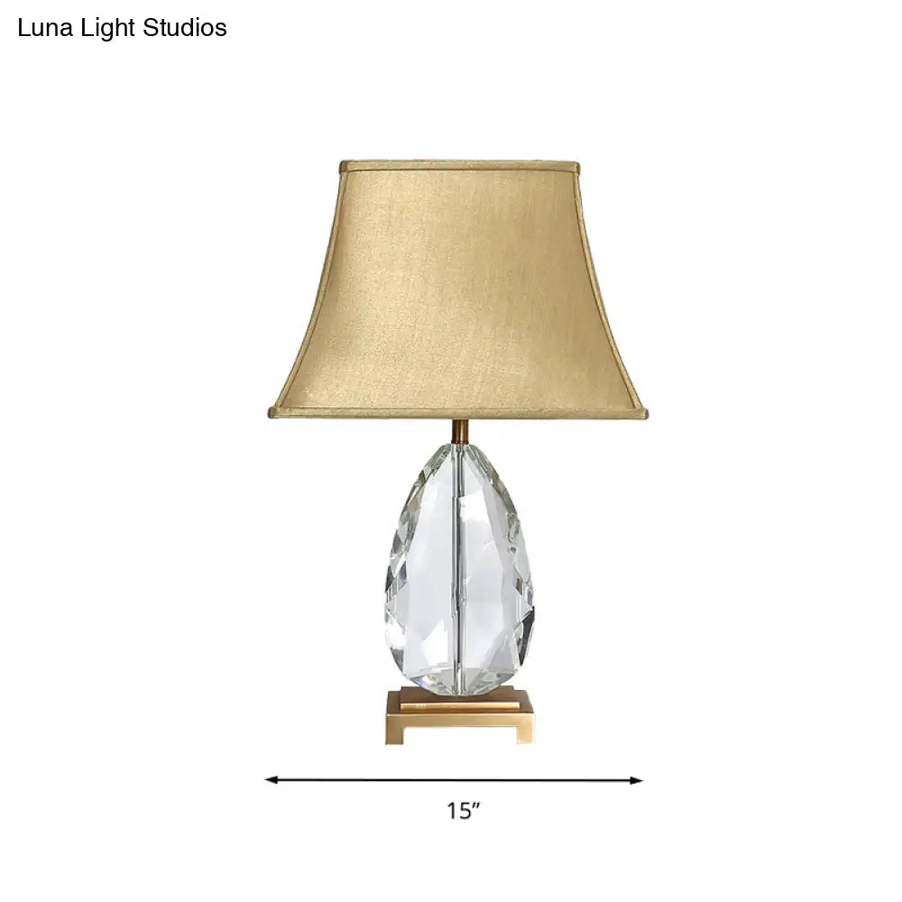 Lámpara de mesilla de cristal transparente de 22"/26" en color beige con pantalla de tela - Diseño campestre