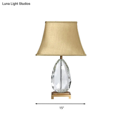 Lámpara de mesilla de cristal transparente de 22"/26" en color beige con pantalla de tela - Diseño campestre