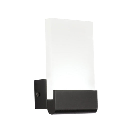 Aplique de pared LED acrílico de 4" de ancho - Diseño cúbico blanco y negro con opciones de iluminación cálida/blanca
