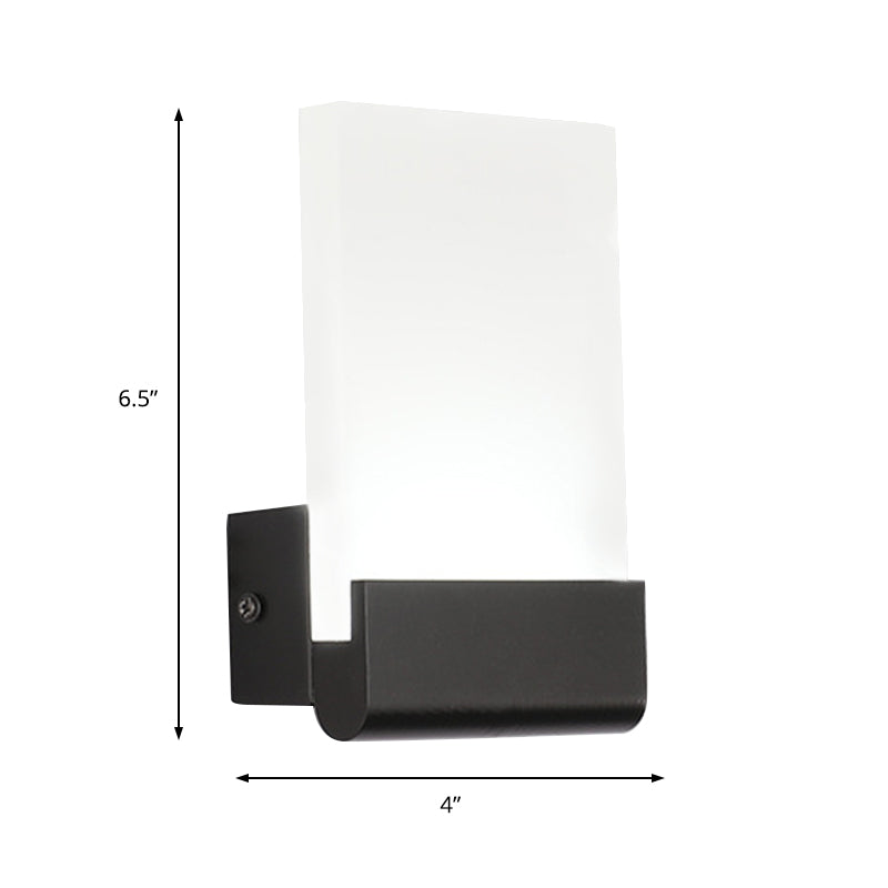 Aplique de pared LED acrílico de 4" de ancho - Diseño cúbico blanco y negro con opciones de iluminación cálida/blanca