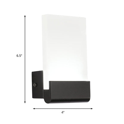 Aplique de pared LED acrílico de 4" de ancho - Diseño cúbico blanco y negro con opciones de iluminación cálida/blanca