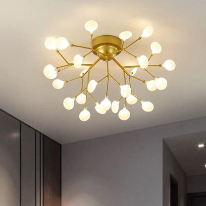 DecorBites™ DecorBites™ Gold Nordic Firefly LED Flush Mount Chandelier for Dining Room