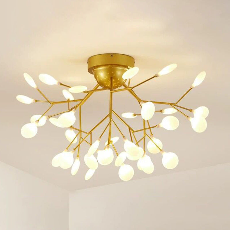 DecorBites™ DecorBites™ Gold Nordic Firefly LED Flush Mount Chandelier for Dining Room