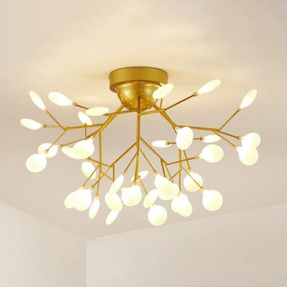 DecorBites™ DecorBites™ Gold Nordic Firefly LED Flush Mount Chandelier for Dining Room