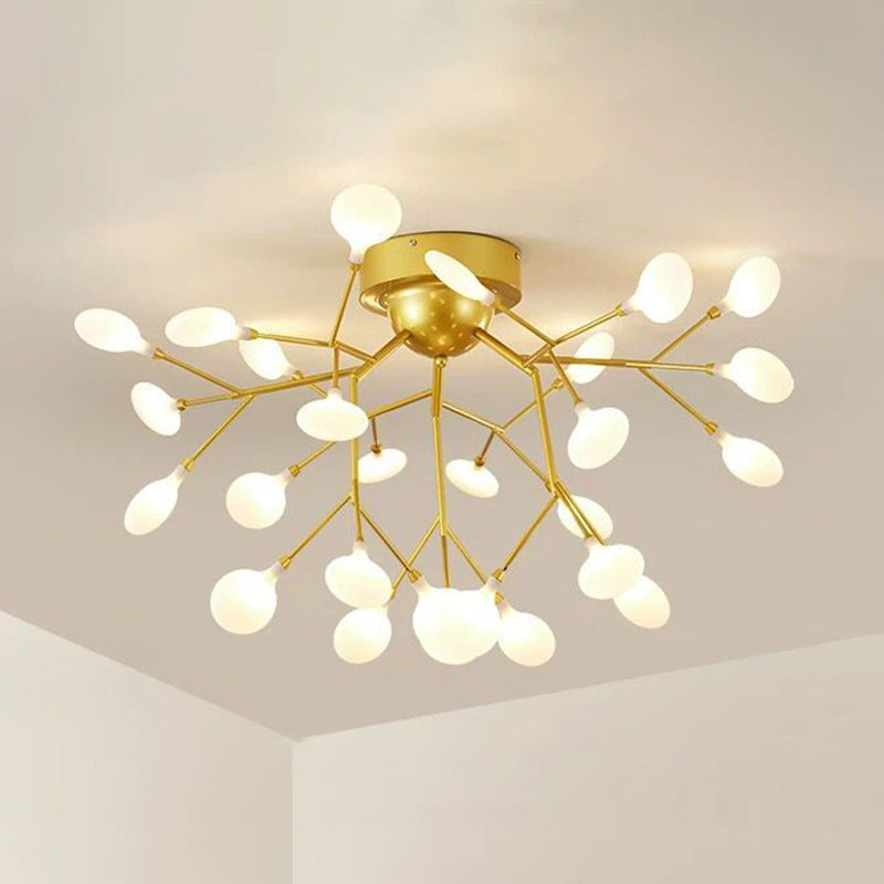 DecorBites™ DecorBites™ Gold Nordic Firefly LED Flush Mount Chandelier for Dining Room