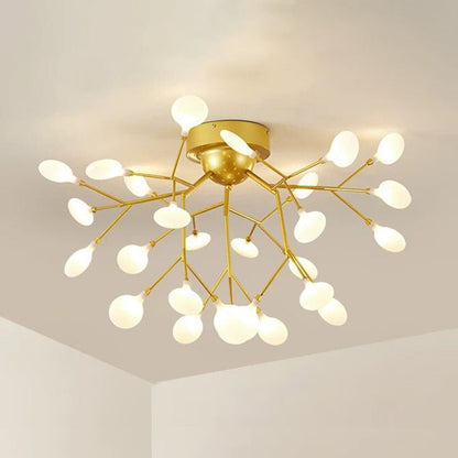 DecorBites™ DecorBites™ Gold Nordic Firefly LED Flush Mount Chandelier for Dining Room