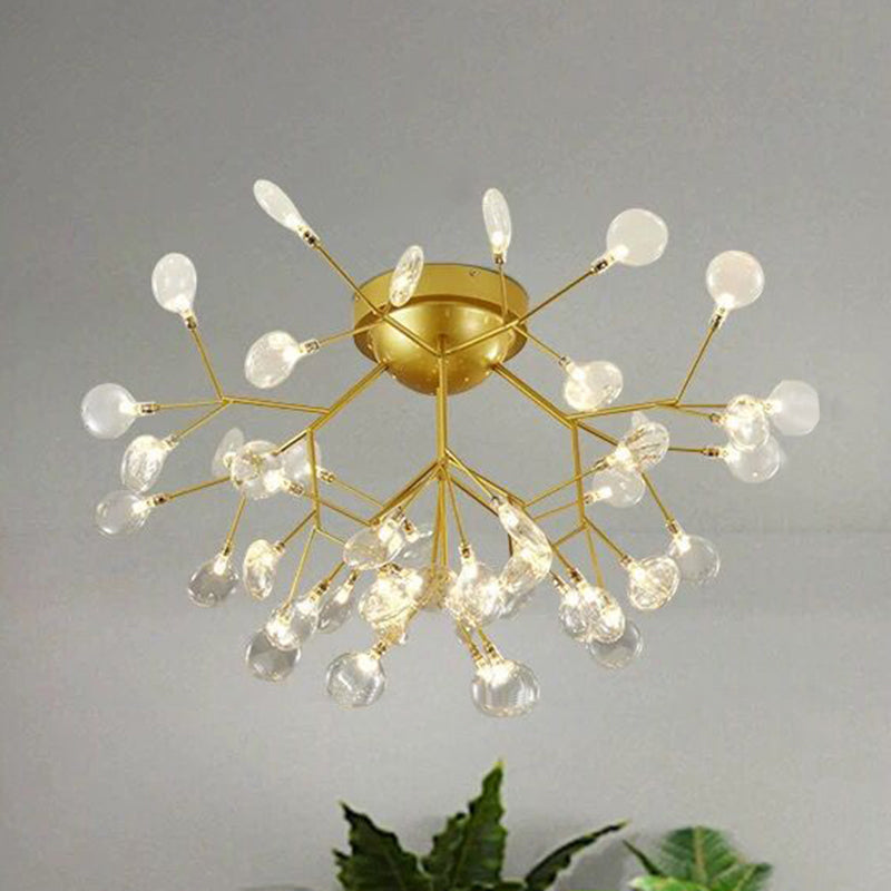 DecorBites™ DecorBites™ Gold Nordic Firefly LED Flush Mount Chandelier for Dining Room