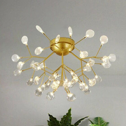 DecorBites™ DecorBites™ Gold Nordic Firefly LED Flush Mount Chandelier for Dining Room