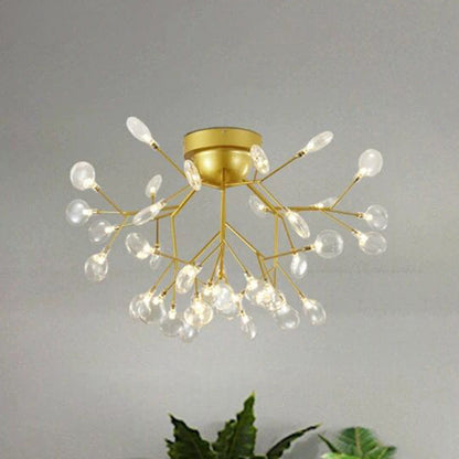 DecorBites™ DecorBites™ Gold Nordic Firefly LED Flush Mount Chandelier for Dining Room